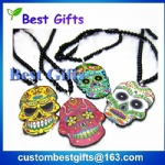 t punk multi colour print design enamel skull  pendant with Mexican Tattoo